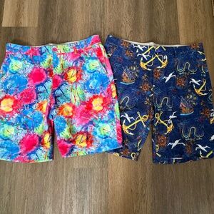 HRESKI shorts (lot of 2) men's 36 golf vibrant colorful seagulls anchors dragons